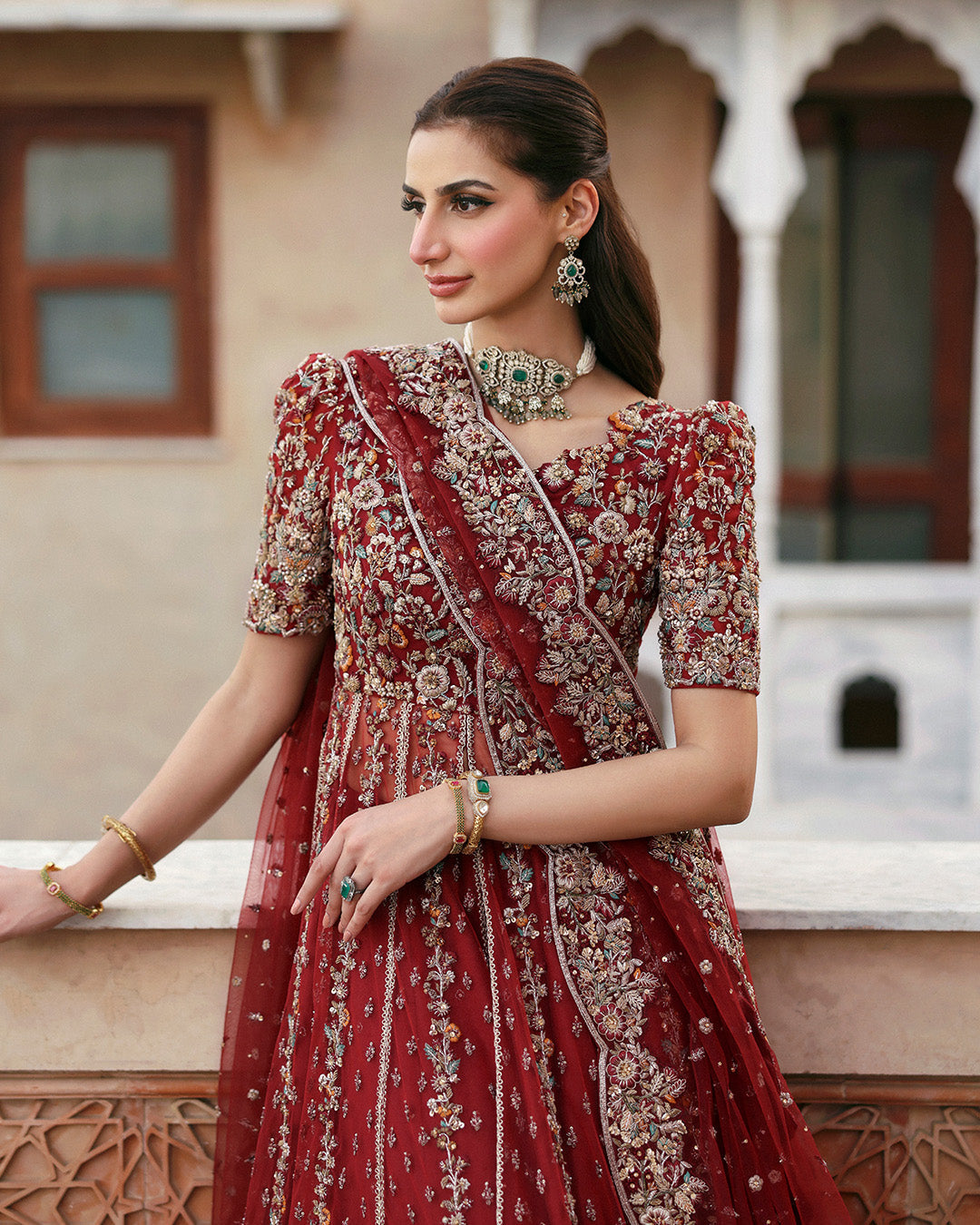 Elegant Red Pakistani Bridal Dress - Stunning Sharara Style