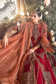 Latest Red Pakistani Wedding Dress in Lehenga Kameez Style