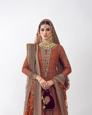 Latest Royal Pakistani Bridal Pishwas Frock Dress for Wedding