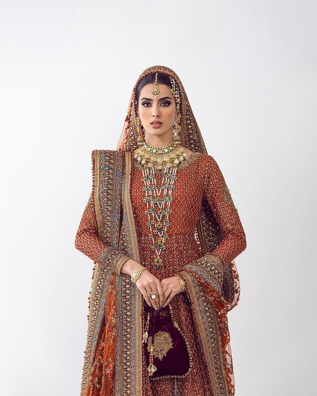 Latest Royal Pakistani Bridal Pishwas Frock Dress for Wedding