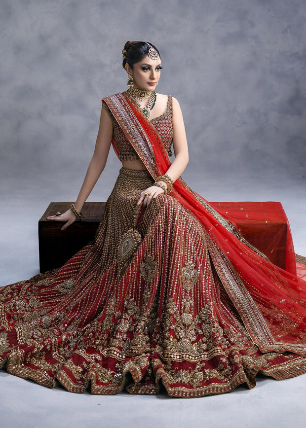 Latest Royal Red Lehenga Choli Dupatta Bridal Wedding Dress