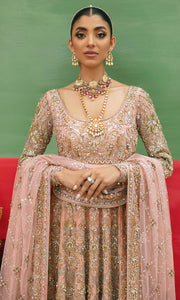 Latest Soft Pink Pakistani Bridal Dress in Pishwas Frock Style