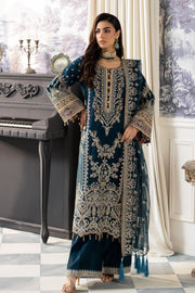 Latest Teal Blue Embroidered Pakistani Party Dress