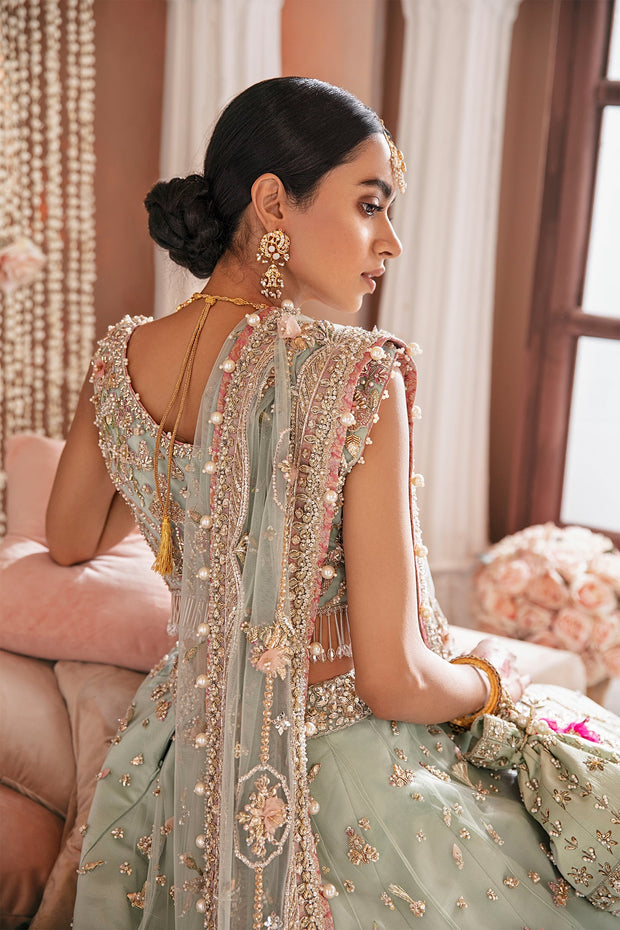 Latest Tena Durrani Blue Wedding Choli Lehenga Dupatta Dress