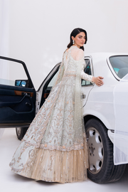 Latest White Pakistani Bridal Dress in Lehenga Choli Style