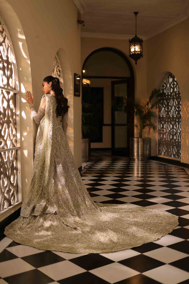 Latest Bridal Lehenga Choli and Dupatta in Sage Green Color