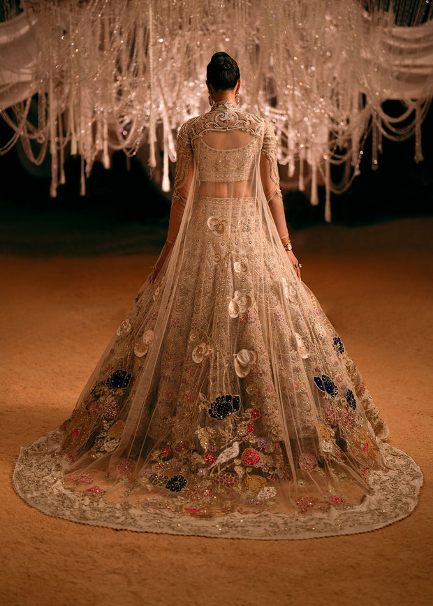 Latest Indian Bridal Dress in Lehenga Choli and Cape Style