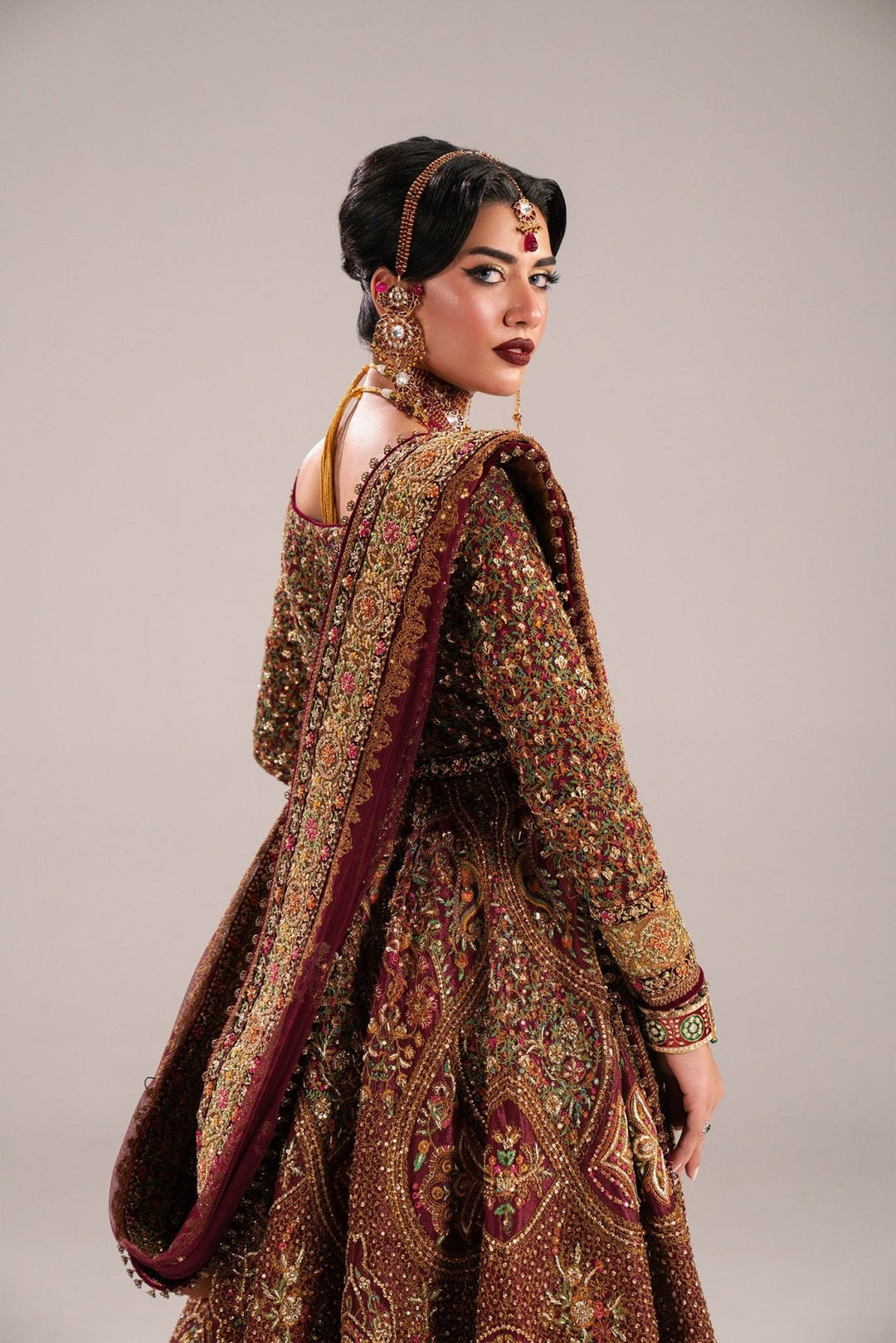 Latest Pakistani Bridal Dress in Anarkali Frock Lehenga Style