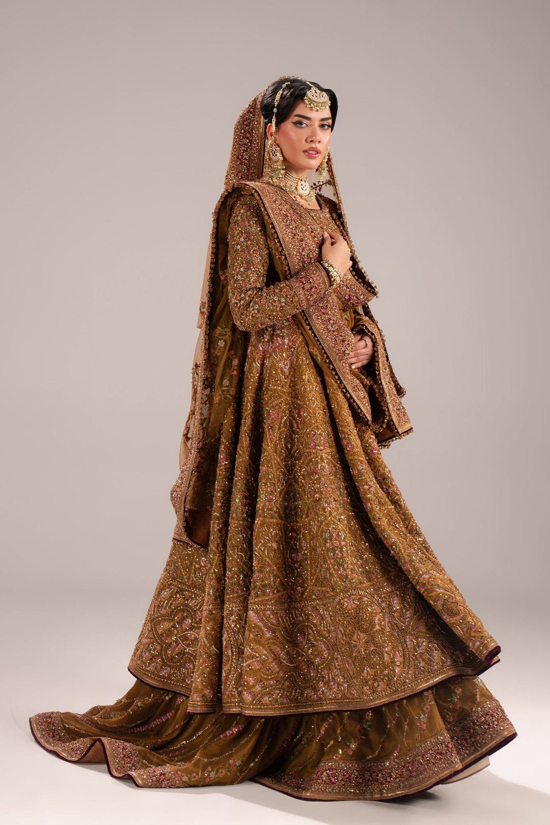 Latest Pakistani Bridal Dress in Anarkali Gown Lehenga Style