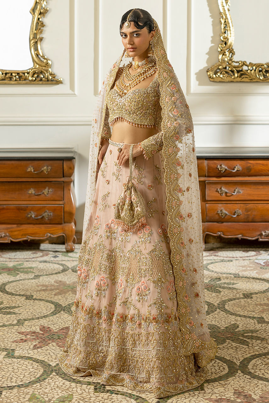 Latest Pakistani Bridal Dress in Choli Lehenga Dupatta Style