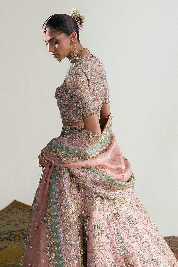 Latest Pakistani Bridal Dress in Choli and Pink Lehenga Style