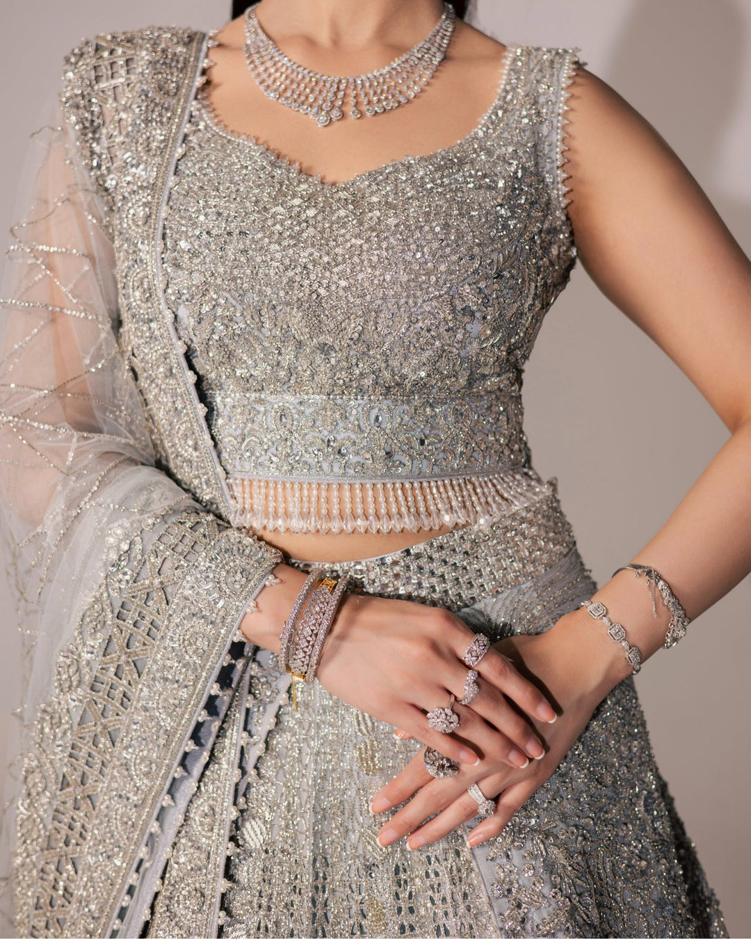 Latest Pakistani Bridal Dress in Elegant Choli Lehenga Style