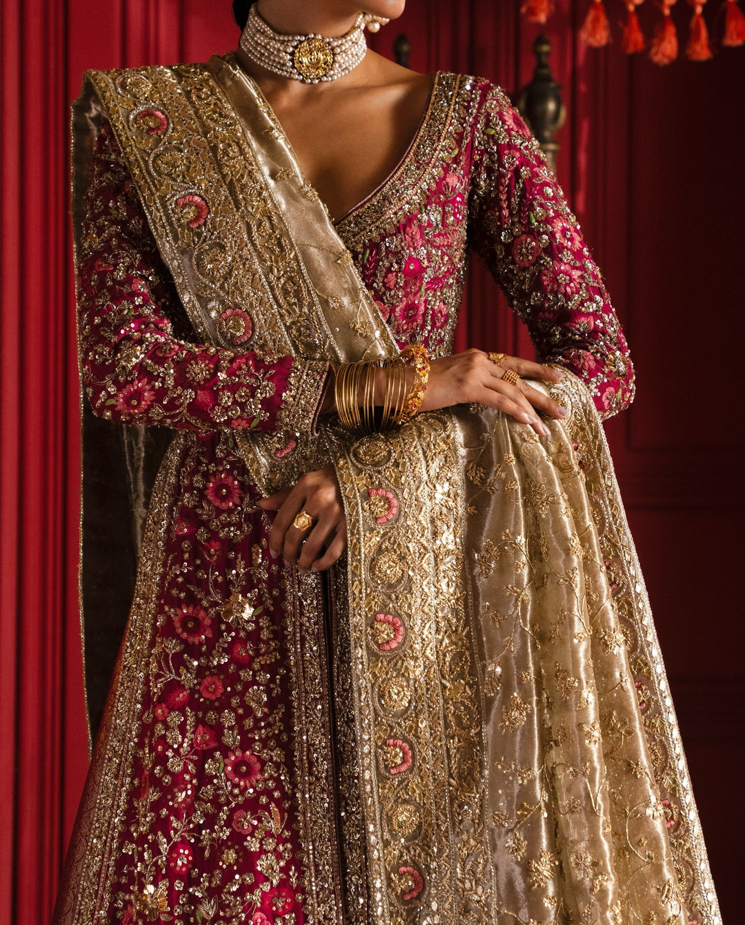 Latest Pakistani Bridal Dress in Lehenga Kameez Dupatta Style
