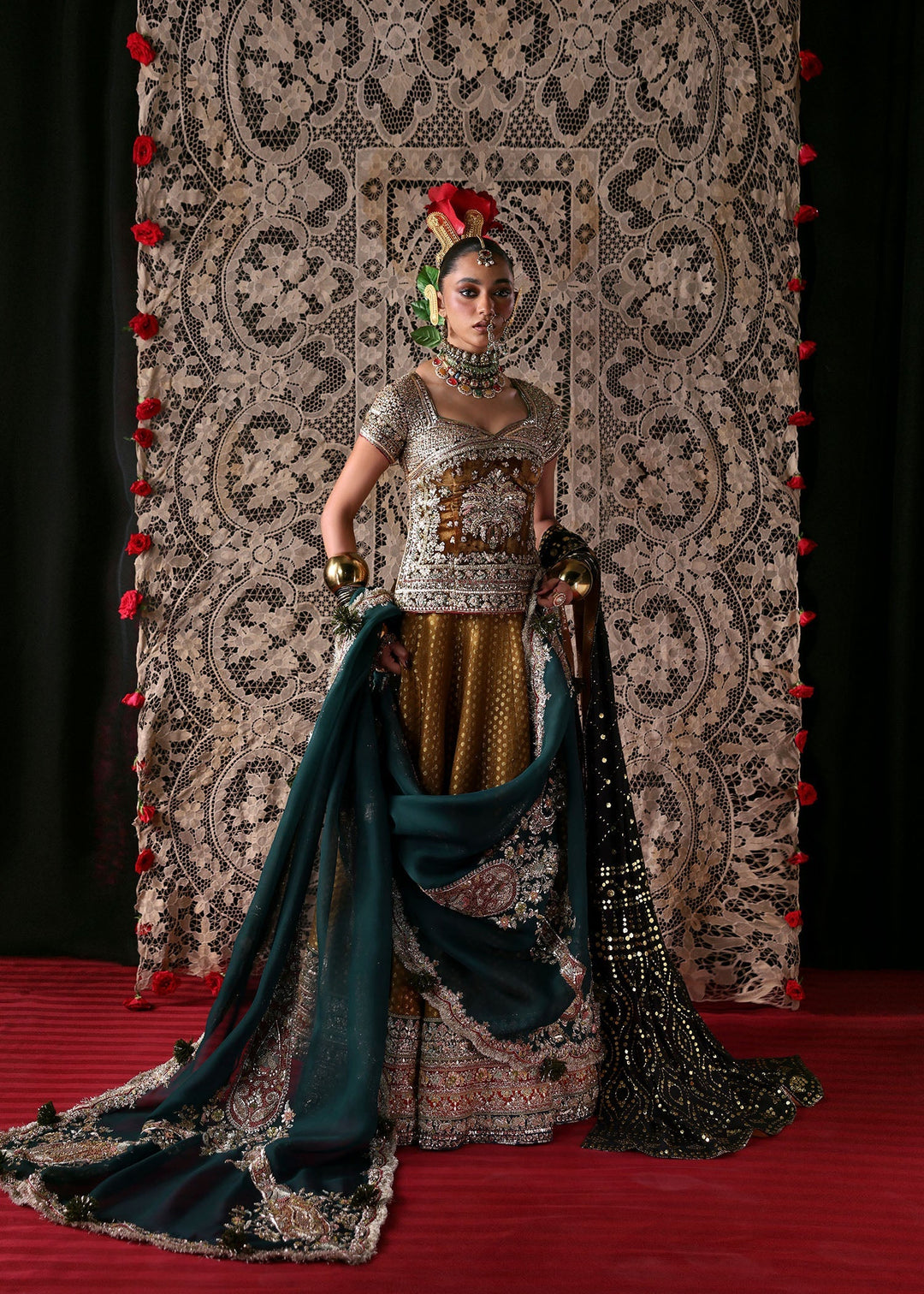 Latest Pakistani Bridal Dress in Mustard Choli Lehenga Style