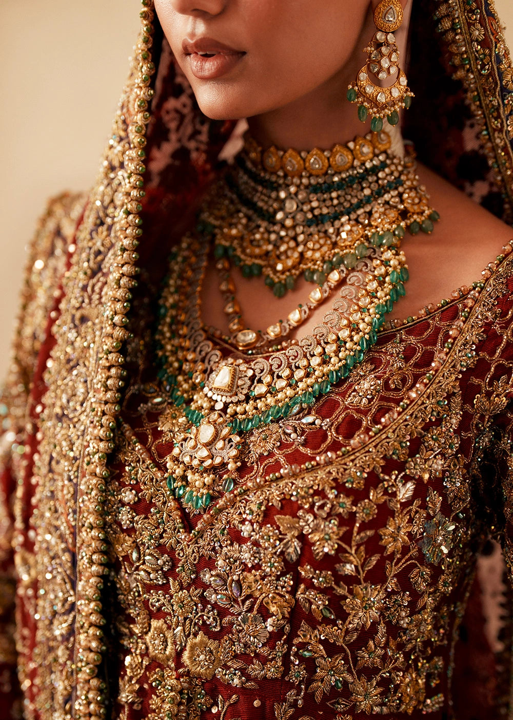 Latest Pakistani Bridal Dress in Open Gown and Lehenga Style