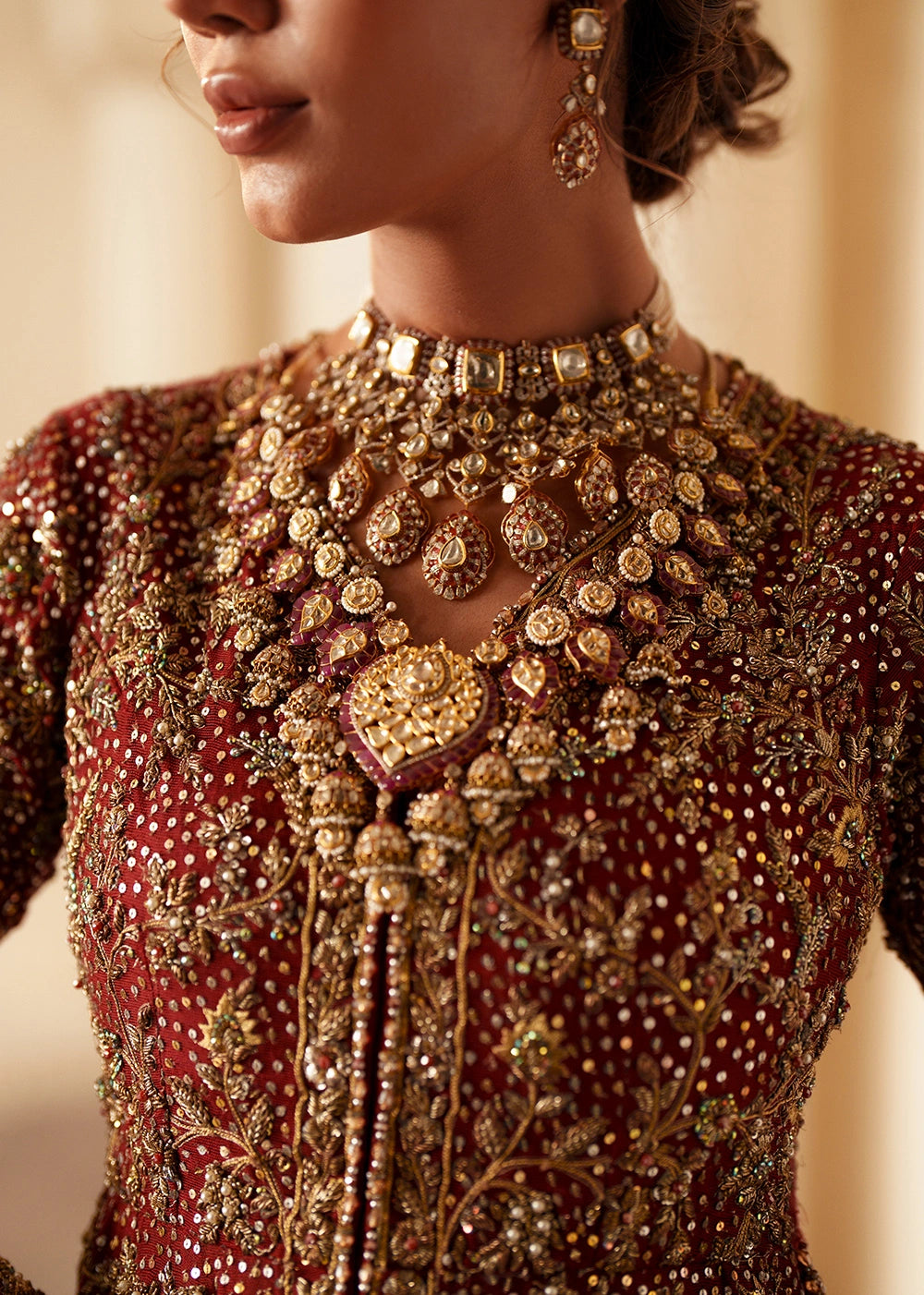 Latest Pakistani Bridal Dress in Open Kameez Lehenga Style