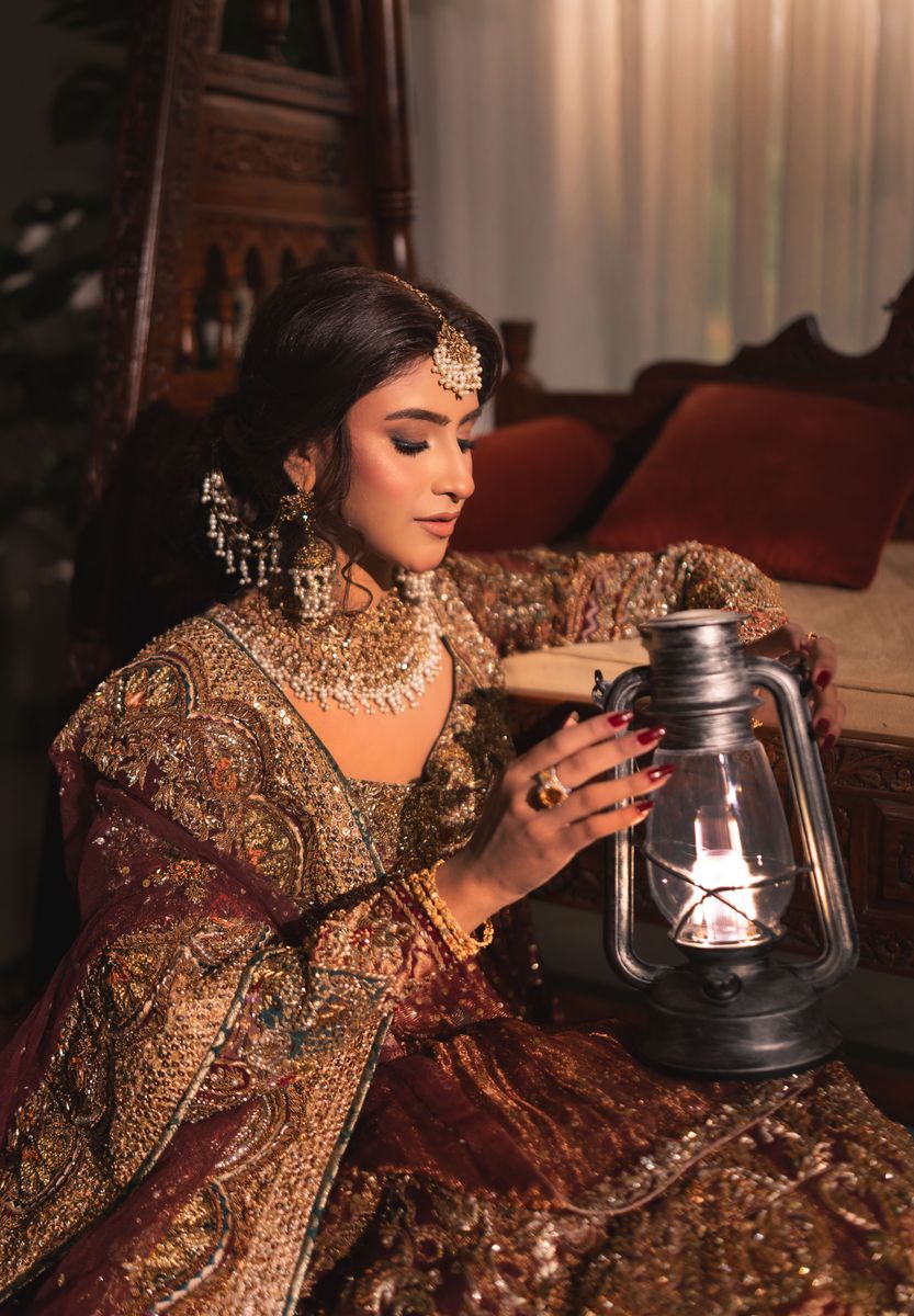 Latest Pakistani Bridal Dress in Peplum and Lehenga Style