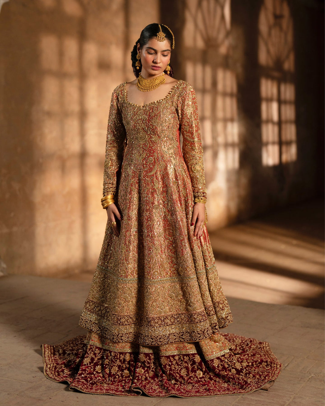 Latest Pakistani Bridal Dress in Pishwas and Lehenga Style