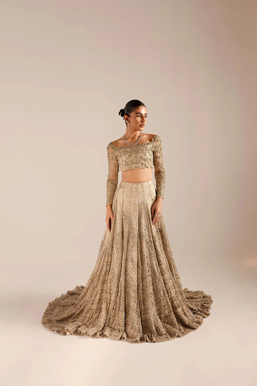 Latest Pakistani Bridal Dress in Royal Choli Lehenga Style