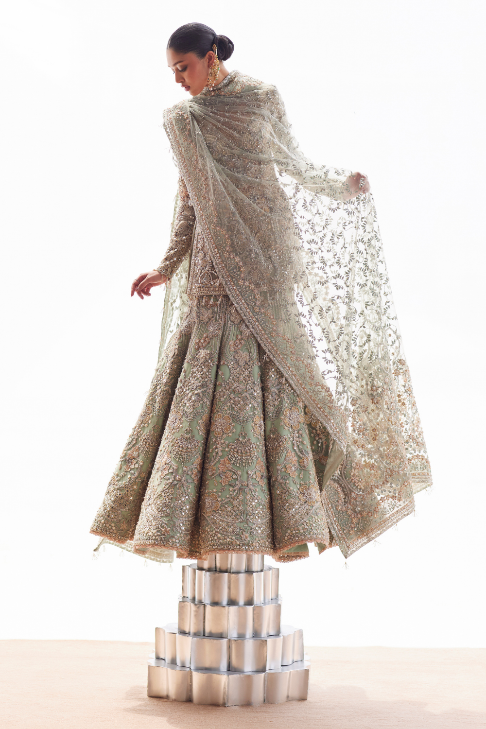 Latest Pakistani Bridal Dress in Short Shirt and Lehenga Style