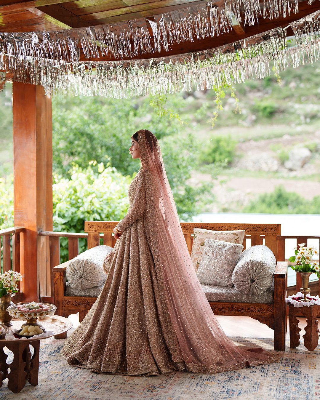 Latest Pakistani Bridal Outfit in Double-Layered Pishwas Style