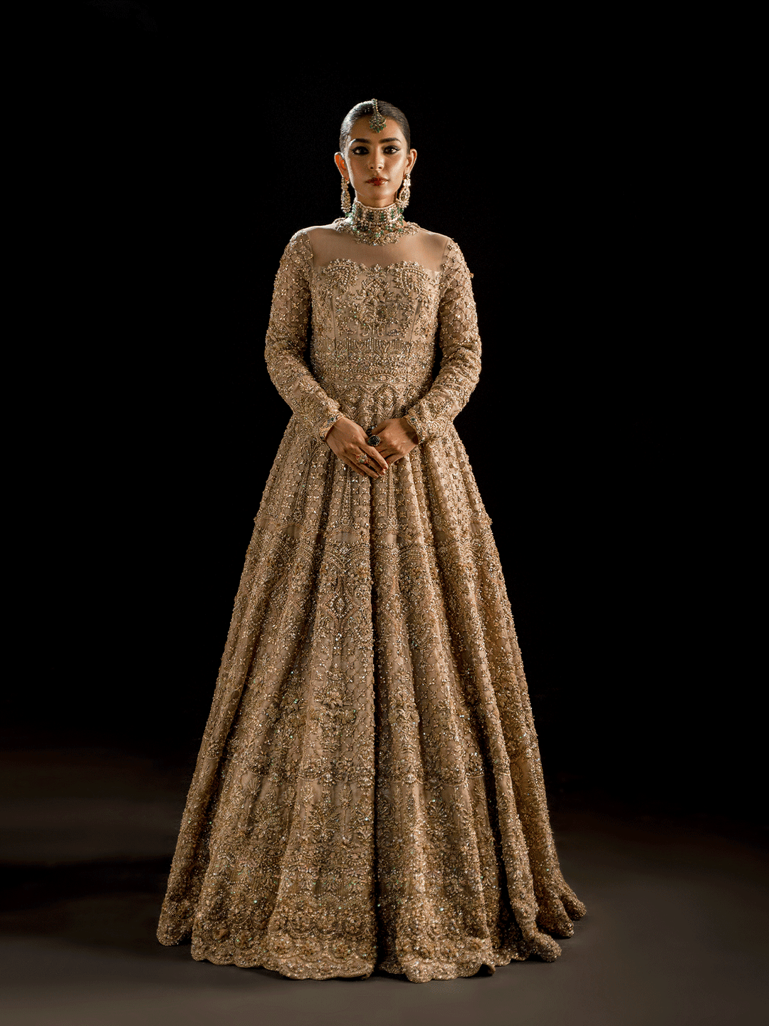 Latest Pakistani Bridal Outfit in Royal Gown and Dupatta Style
