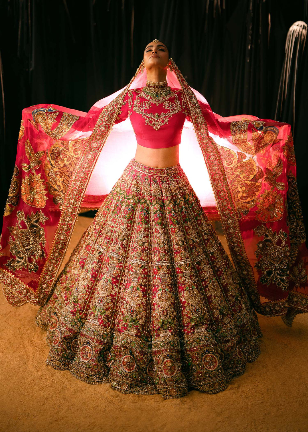Latest Pink Bridal Lehenga Choli and Dupatta Dress for Wedding