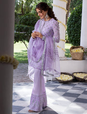 Lavender Embellished Pakistani Party Dress In Trouser Style 2023