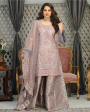 Lavender Pakistani Wedding Dress Heavily Embellished Kameez Gharara