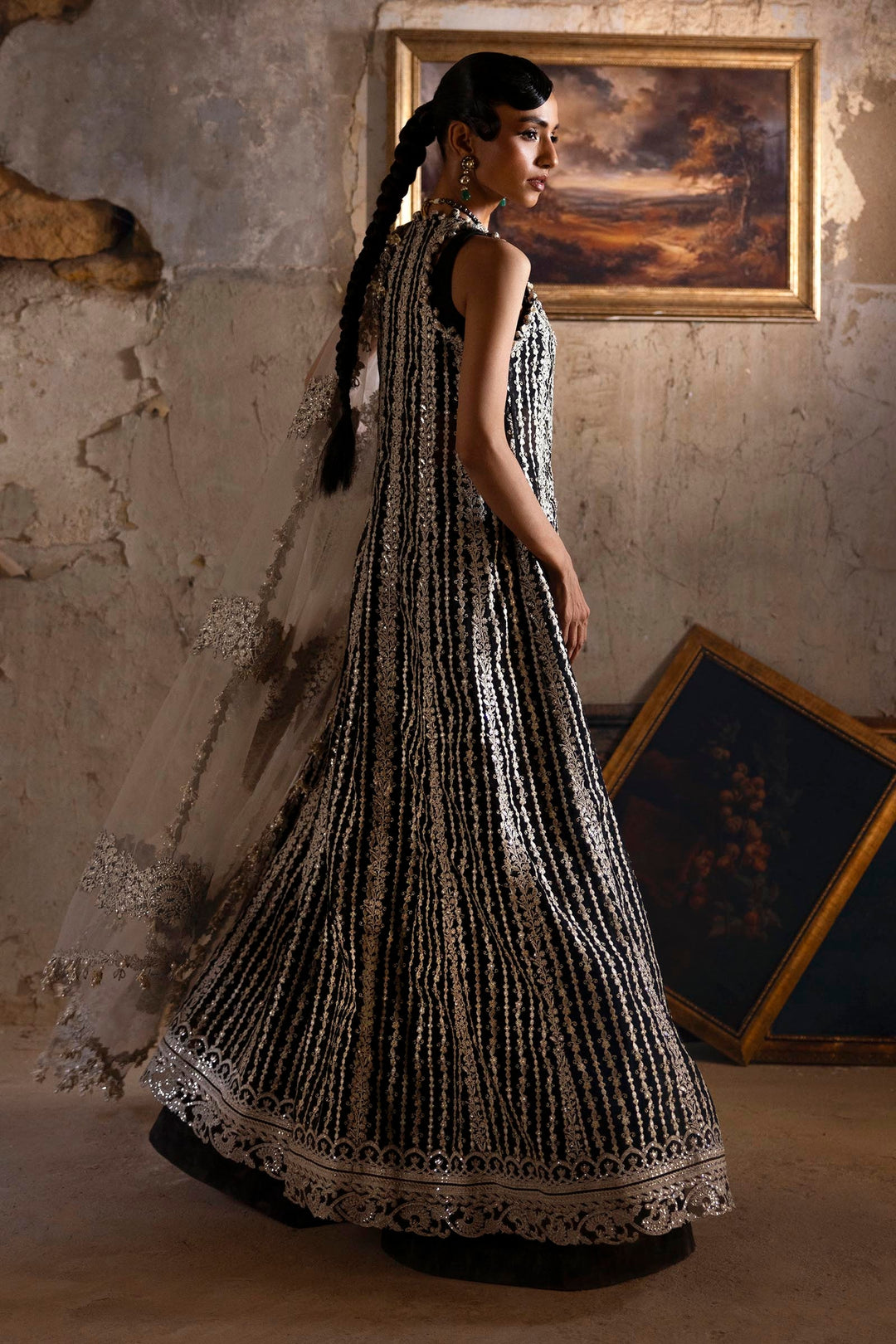 Black Monochrome Elegance Pakistani Party Dress