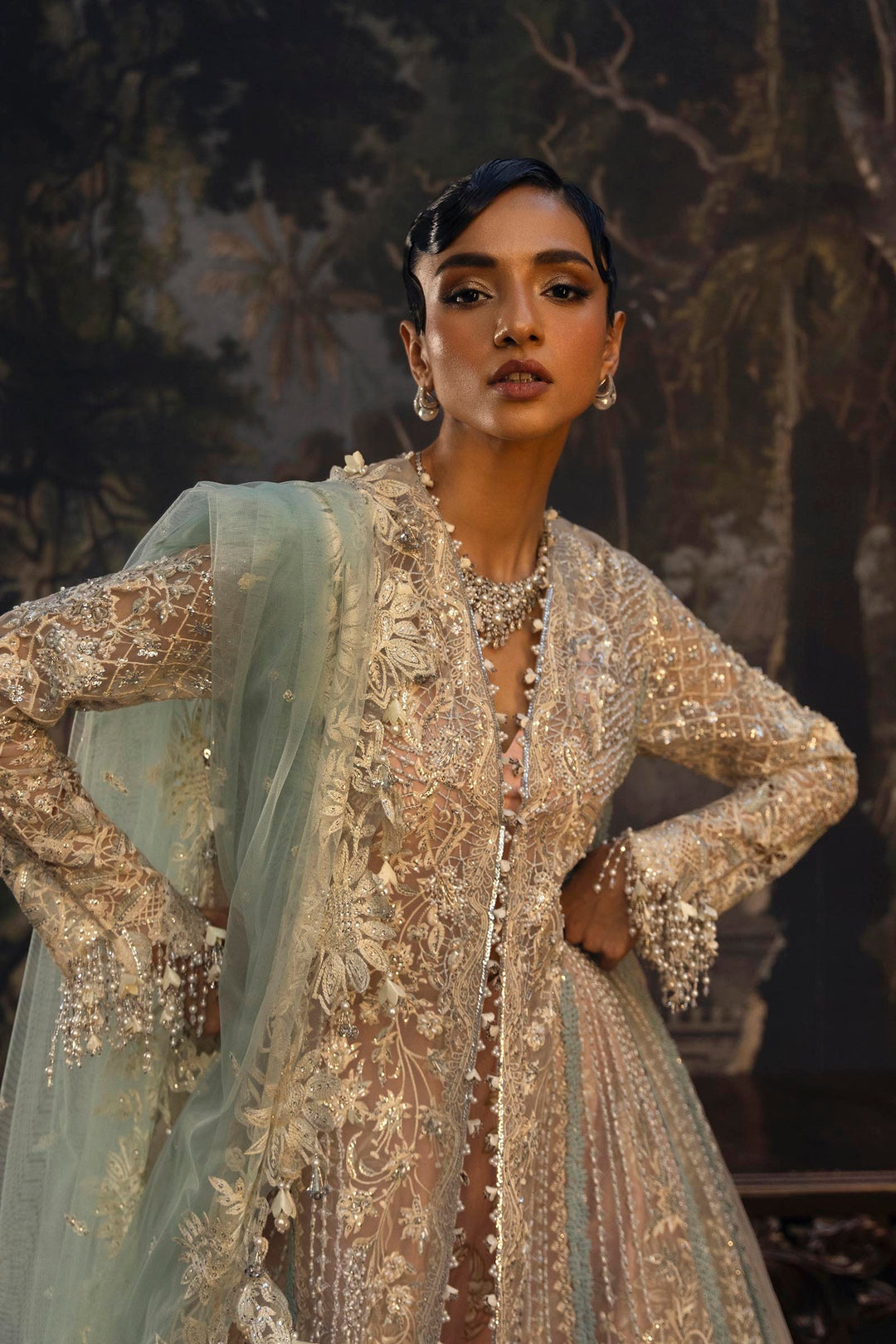 Mint Whisper Pakistani Party Dress