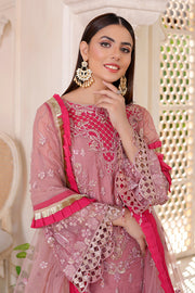 Lavish Pink Chiffon Net Kameez Sharara For Pakistani Wedding Dress