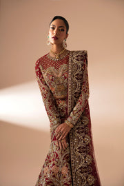Luxurious Red Pakistani Bridal Dress with Intricate Embroidery