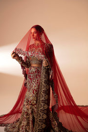 Luxurious Red Pakistani Bridal Dress with Intricate Embroidery