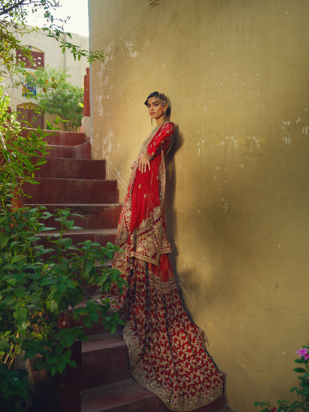 Lehenga Kameez Style Red Pakistani Bridal Dress