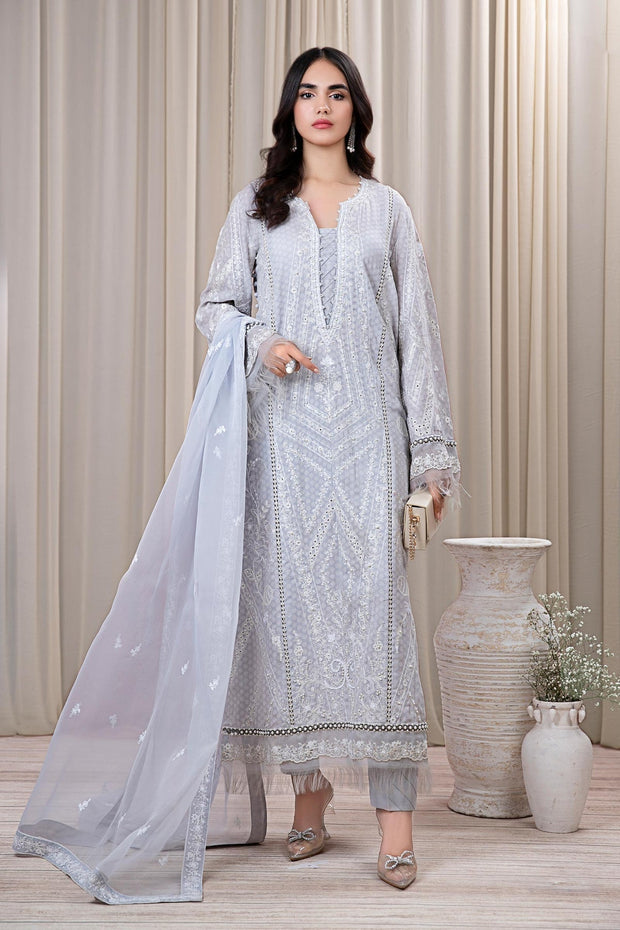 Light Blue Embroidered Maria B Luxury Pret Pakistani Salwar Kameez