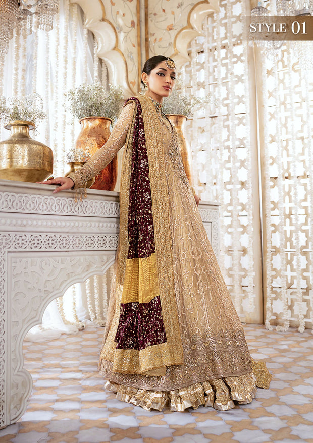 Light Brown Kalidar Frock Pakistani Wedding Dress Sharara SMALL Light Brown Kalidar Frock Pakistani Wedding Dress Sharara SMALL
