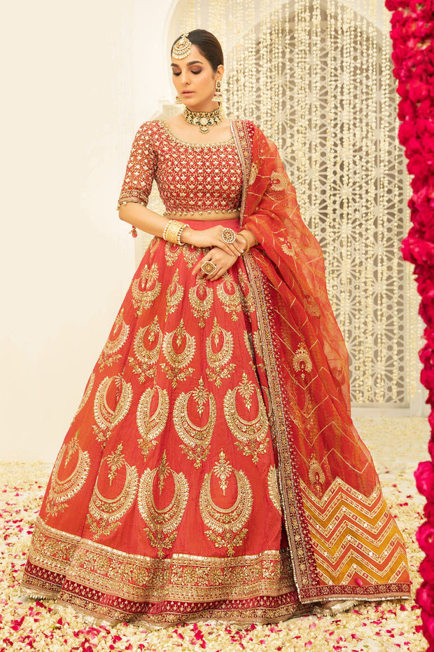 Light Gold Red Lehenga Choli Pakistani Bridal Dresses
