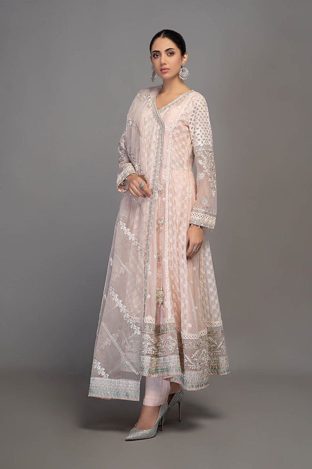 Light Pink Anghrakha Style Pakistani Party Wear Frock