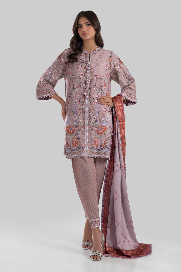 Light Purple Shade Luxury Pret Raw Silk Short Shirt Pakistani Salwar Suit