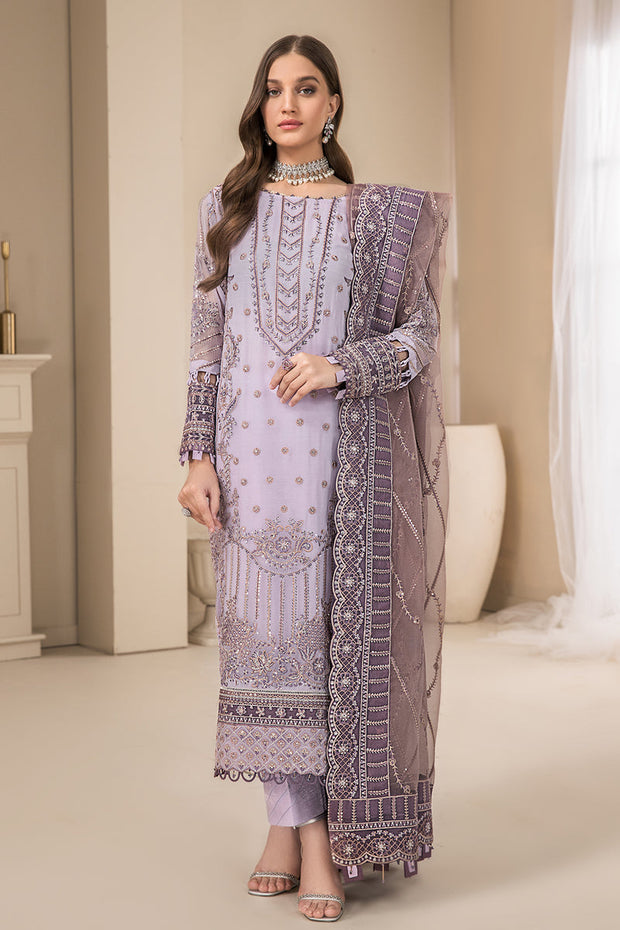 Lilac Embroidered Pakistani Salwar Suit with Salwar Kameez Dupatta