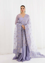 Lilac Embroidered Pakistani Wedding Dress in Kameez Gharara Style