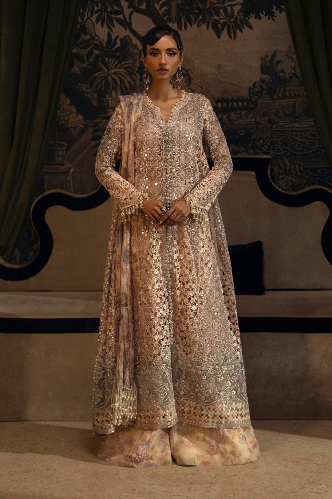 Lilac Serenity with Cutwork Elegance Pakistani Party Dress