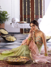 Lime Sharara Kameez Embellished Pakistani Wedding Dress 2023
