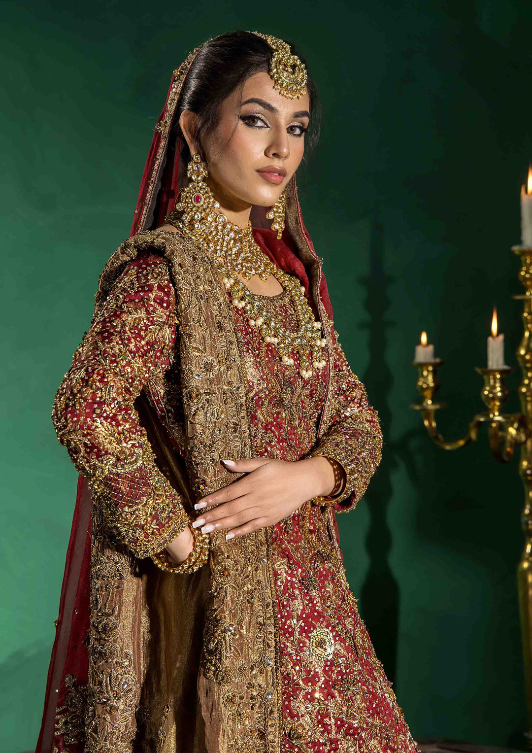 Elegant Pakistani Bridal Dress with Lehenga Dupatta