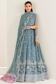Luxury Aqua Blue Embroidered Pakistani Dress Frock Gharara