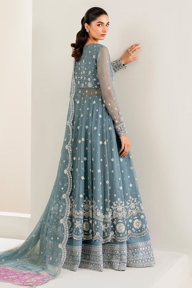 Luxury Aqua Blue Embroidered Pakistani Wedding Dress Frock