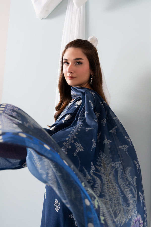 Luxury Blue Star Embroidered Silk Pakistani Salwar Kameez