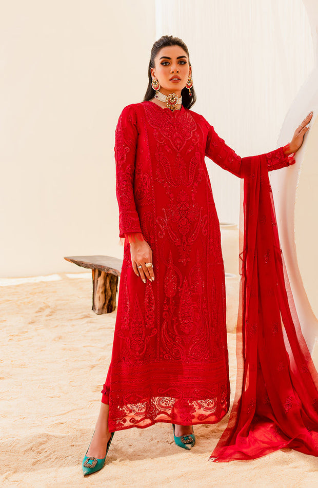 Luxury Deep Red Embroidered Pakistani Salwar Kameez Dupatta Salwar Suit