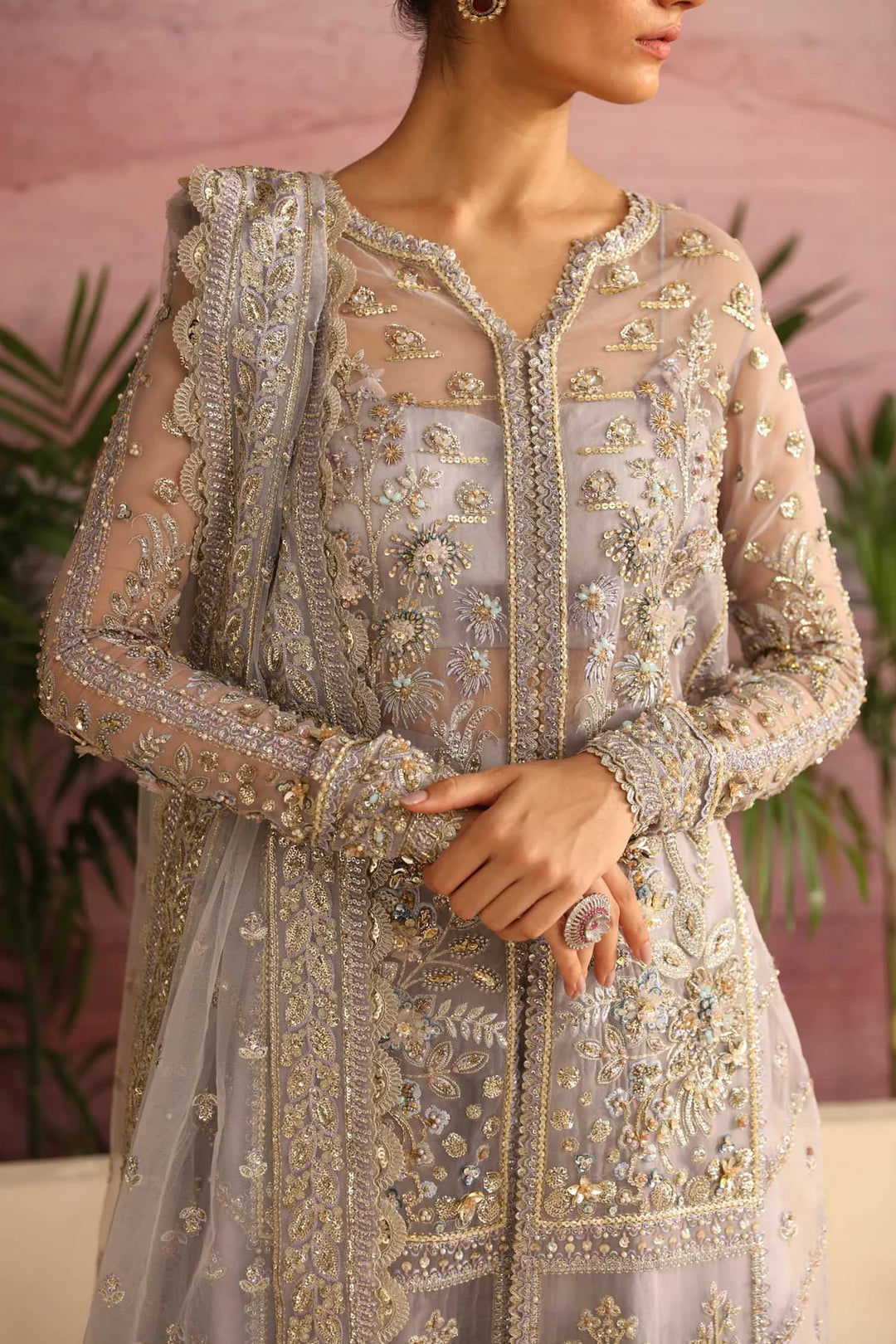 Luxury Designer Pakistani Wedding Dress in Lavender